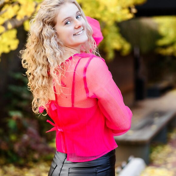 Tops - Lulus Hot Pink sheer shirt !